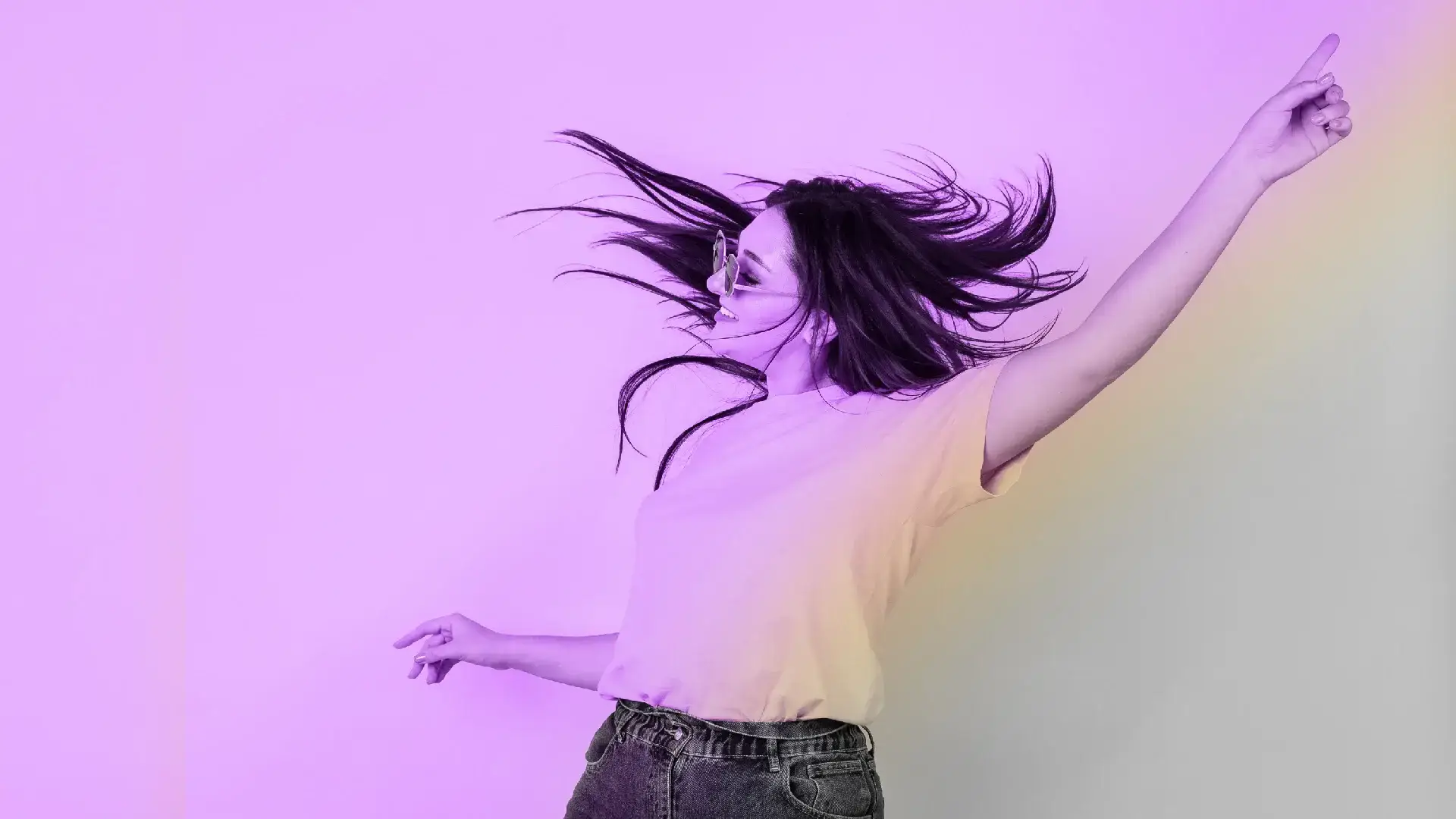 Girl Dancing With Purple Filter